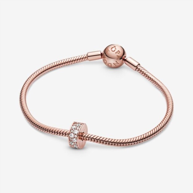 Clear Pave Clip Charm Pandora Rose Gold Plated