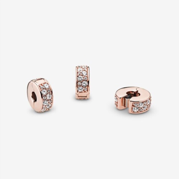 Clear Pave Clip Charm Pandora Rose Gold Plated