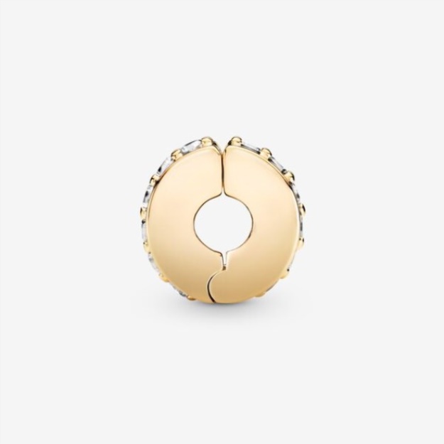 Clear Sparkling Row Clip Charm Pandora Gold