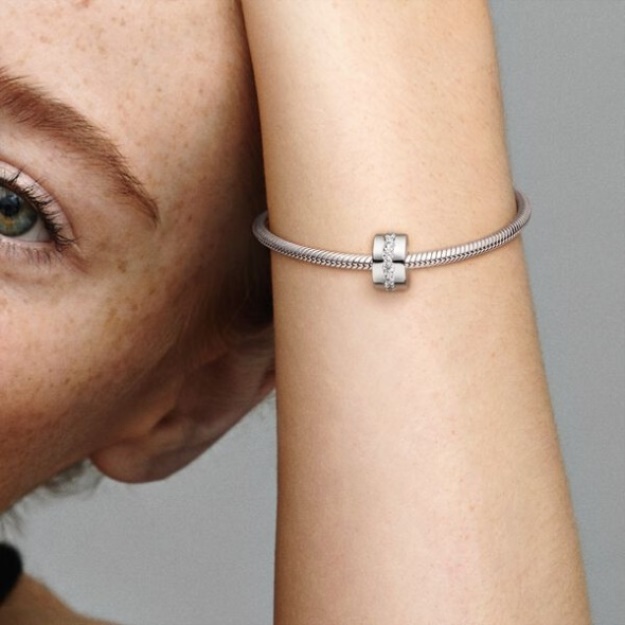 Clear Sparkling Row Clip Charm Pandora Sterling Silver