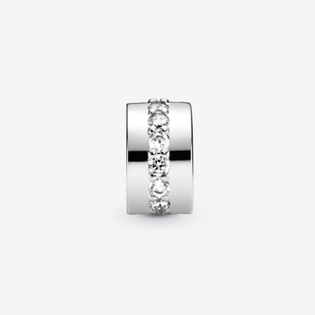 Clear Sparkling Row Clip Charm Pandora Sterling Silver