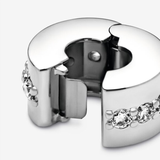Clear Sparkling Row Clip Charm Pandora Sterling Silver