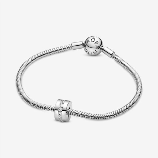 Clear Sparkling Row Clip Charm Pandora Sterling Silver