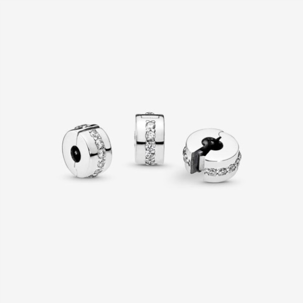 Clear Sparkling Row Clip Charm Pandora Sterling Silver