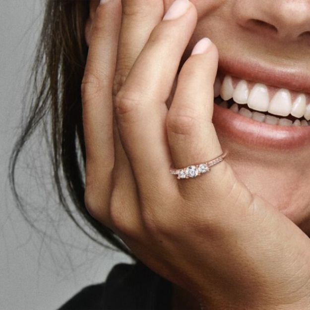 Clear Three-Stone Ring Pandora Rose Gold Plated