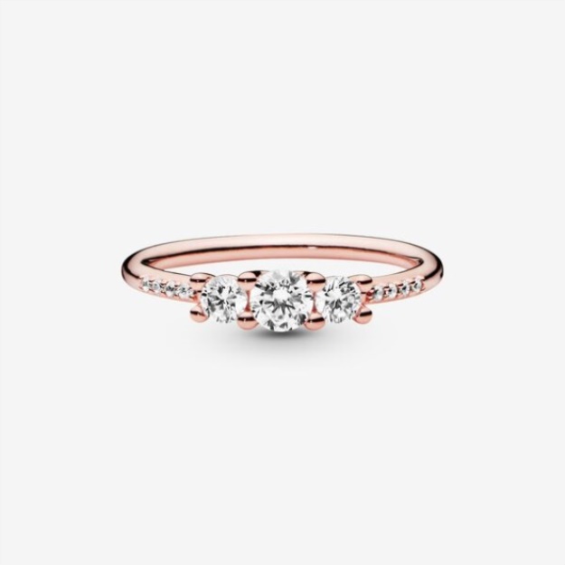 Clear Three-Stone Ring Pandora Rose Gold Plated