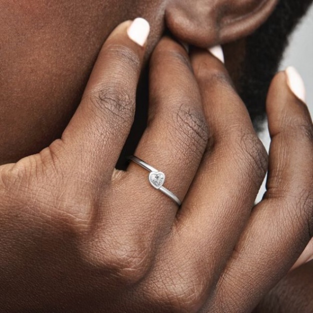 Clear Tilted Heart Solitaire Ring Pandora