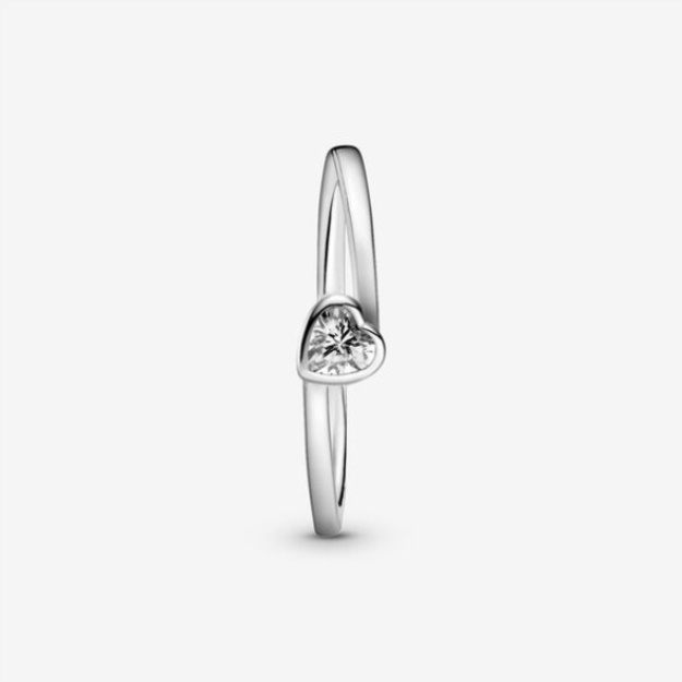Clear Tilted Heart Solitaire Ring Pandora