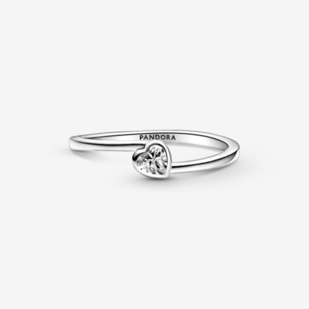 Clear Tilted Heart Solitaire Ring Pandora