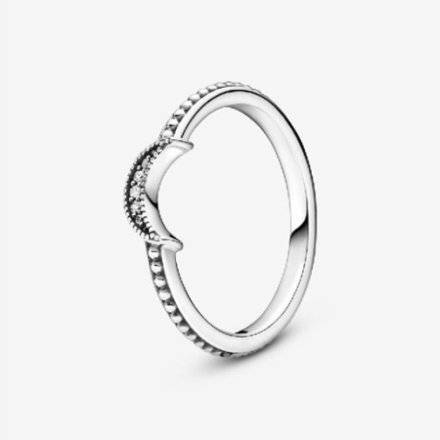 Crescent Pandora Moon Beaded Ring