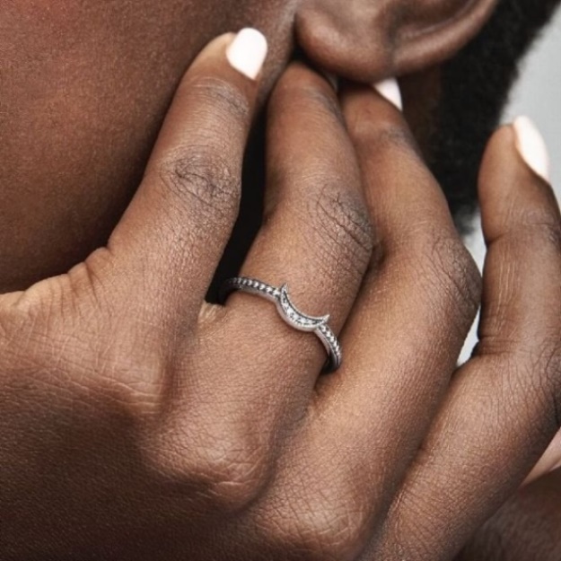 Crescent Pandora Moon Beaded Ring