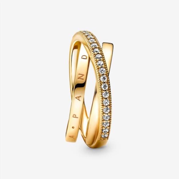 Crossover Pave Triple Band Ring Pandora Gold Plated