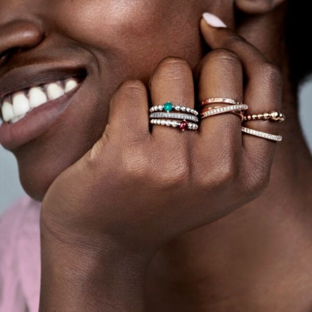 Crossover Pave Triple Band Ring Pandora Rose Gold Plated