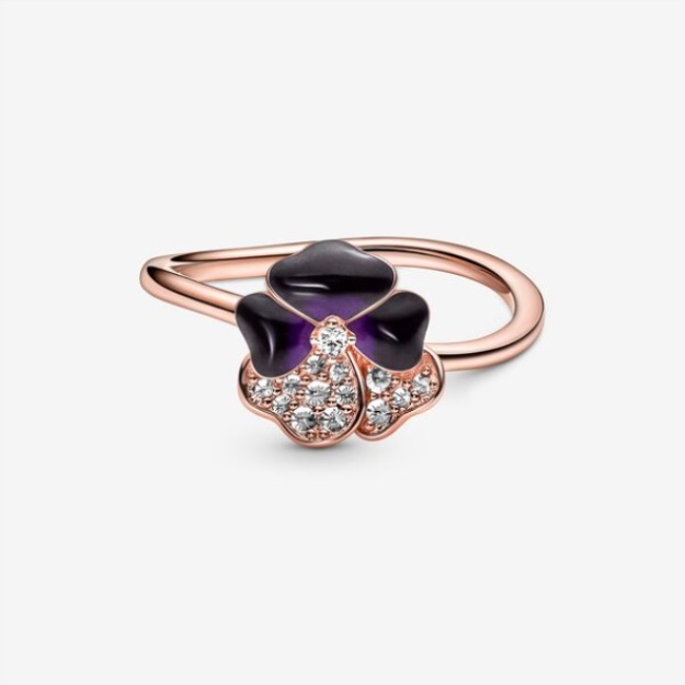 Deep Purple Pansy Flower Ring Pandora