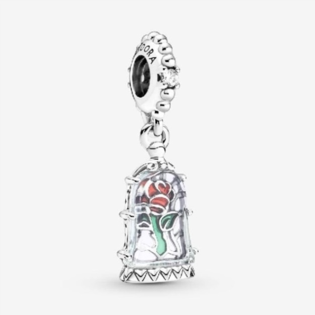 Disney Beauty and the Beast Enchanted Rose Dangle Charm Pandora CA