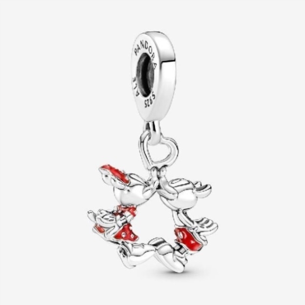 Disney Mickey Mouse  Minnie Mouse Kissing Dangle Charm Pandora