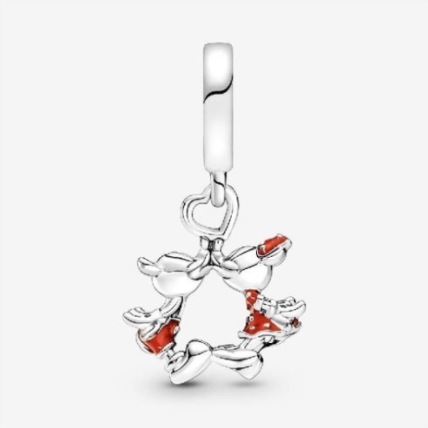 Disney Mickey Mouse  Minnie Mouse Kissing Dangle Charm Pandora