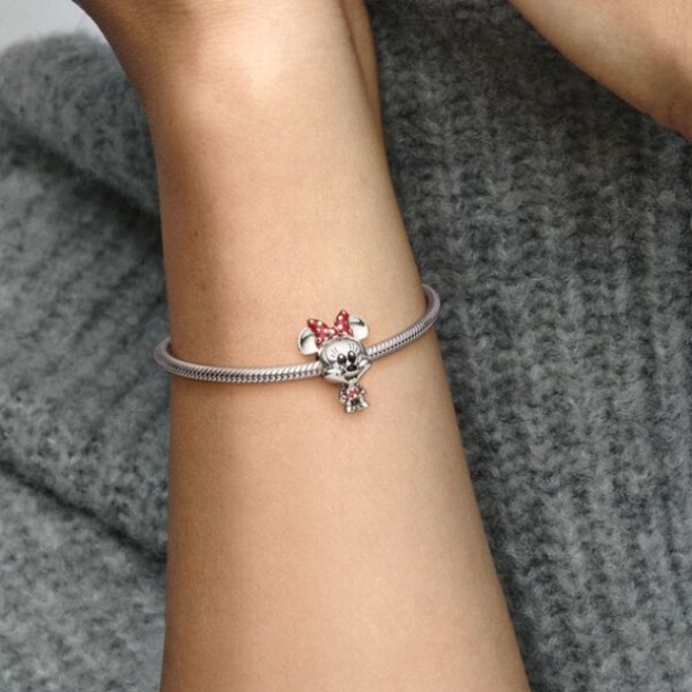 Disney Minnie Mouse Dotted Dress Bow Charm Pandora