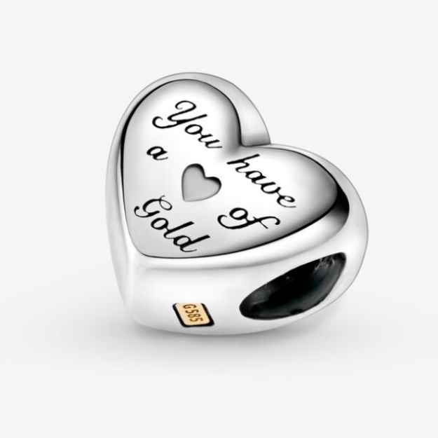 Domed Golden Heart Charm Pandora