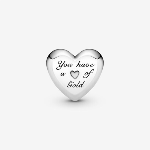 Domed Golden Heart Charm Pandora