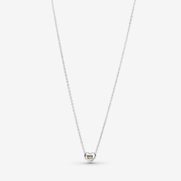Domed Golden Heart Collier Necklace Pandora