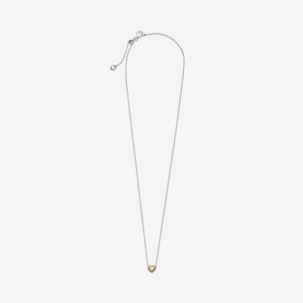 Domed Golden Heart Collier Necklace Pandora