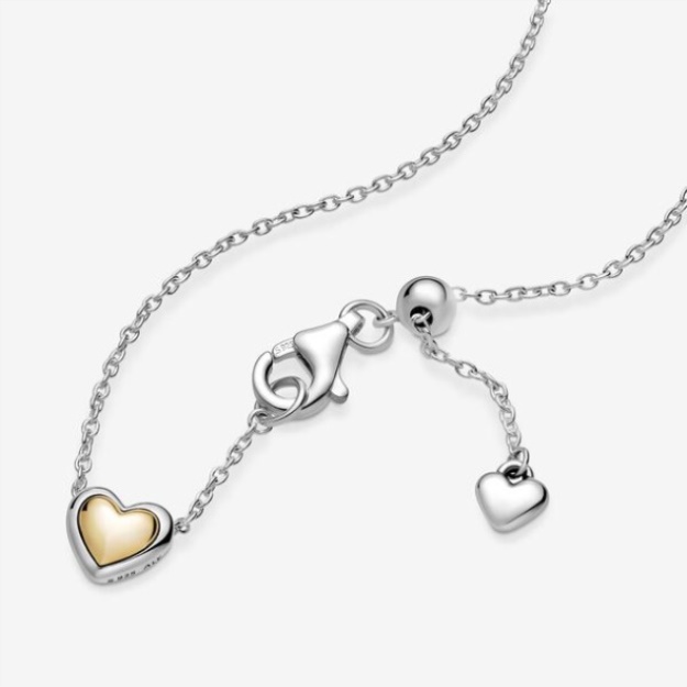 Domed Golden Heart Collier Necklace Pandora