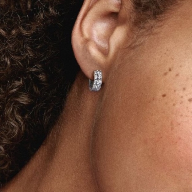 Double Band Pave Hoop Earrings Pandora CA