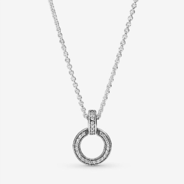 Double Circle CZ Pendant Necklace Pandora
