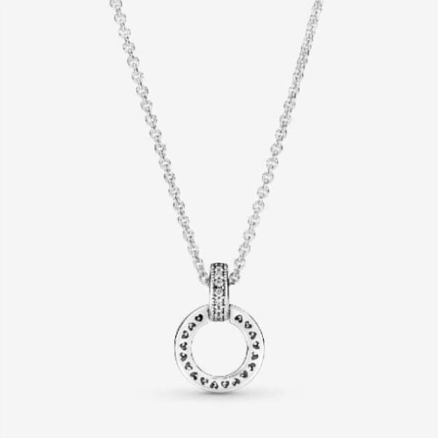 Double Circle CZ Pendant Necklace Pandora