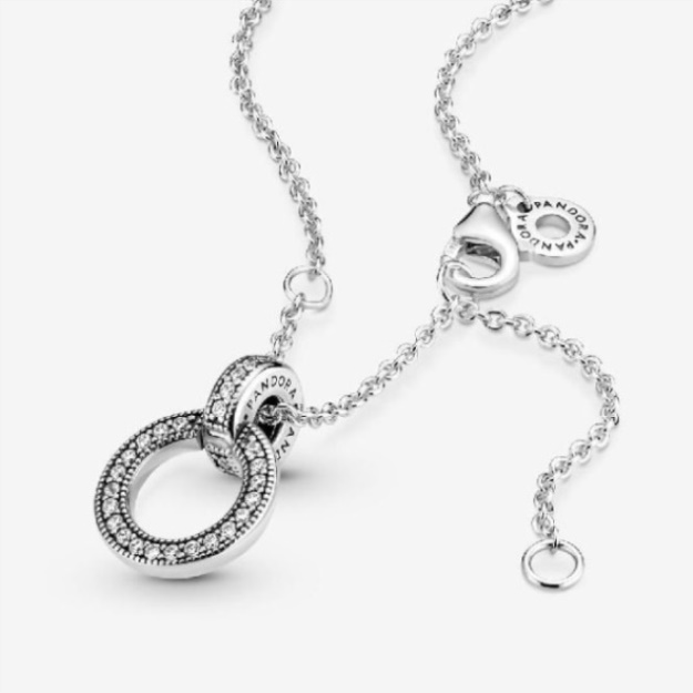 Double Circle CZ Pendant Necklace Pandora