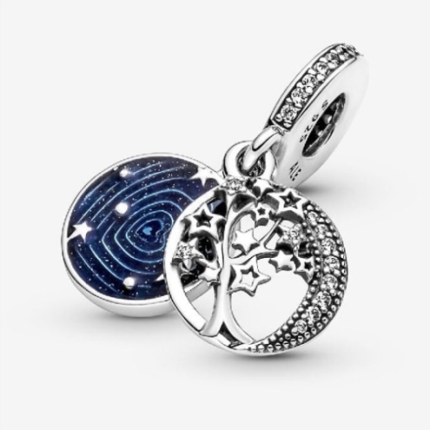 Double Dangle Tree  Galaxy Moon Charm Pandora