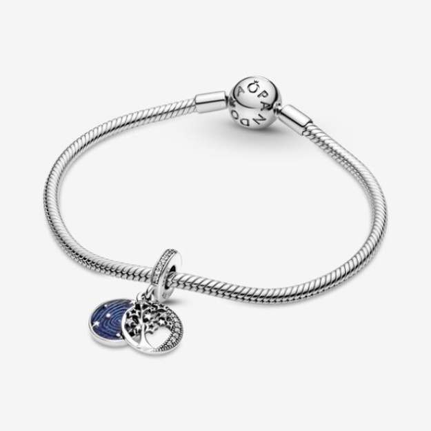 Double Dangle Tree Galaxy Moon Charm Pandora