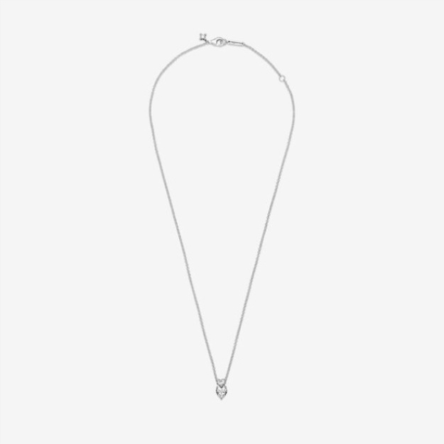 Double Heart Pendant Sparkling Collier Necklace Pandora