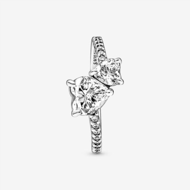 Double Heart Sparkling Ring Pandora