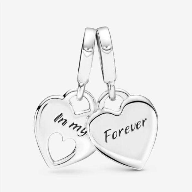 Double Heart Split Dangle Charm Pandora