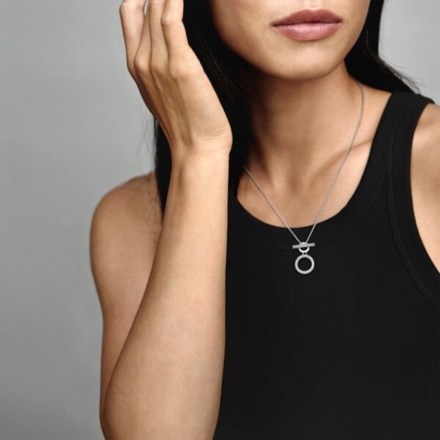 Double Hoop T-Bar Necklace Pandora