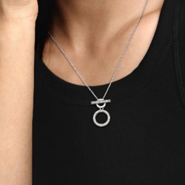 Double Hoop T-Bar Necklace Pandora CA