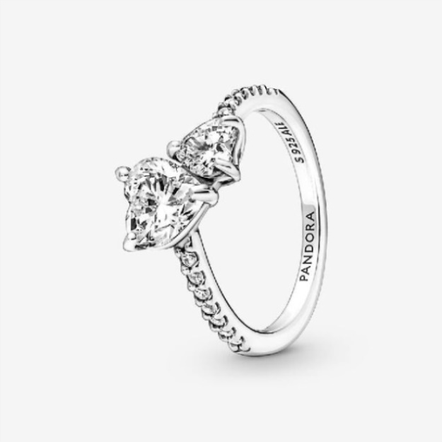 Double Pandora Heart Sparkling Ring