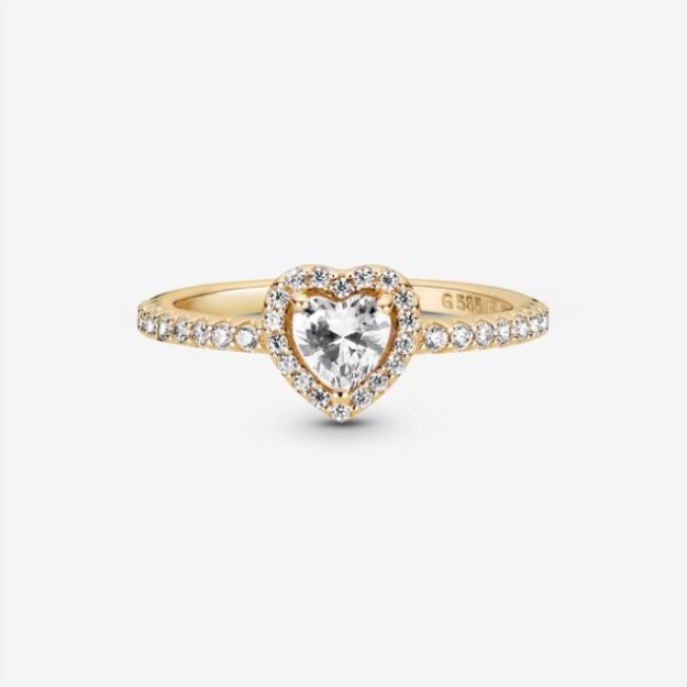 Elevated Heart Ring Pandora Gold