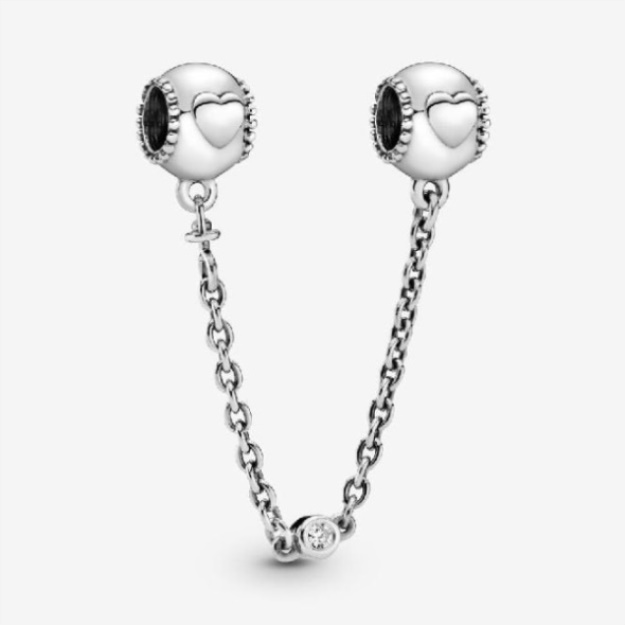Embossed Hearts Safety Chain Charm Pandora