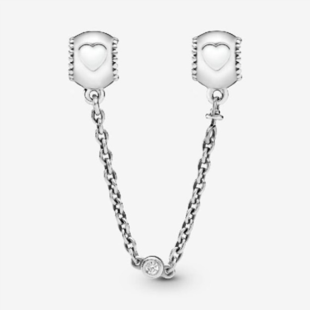 Embossed Hearts Safety Chain Charm Pandora