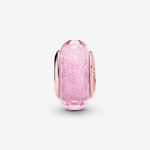 Faceted Pink Murano Glass Charm Pandora