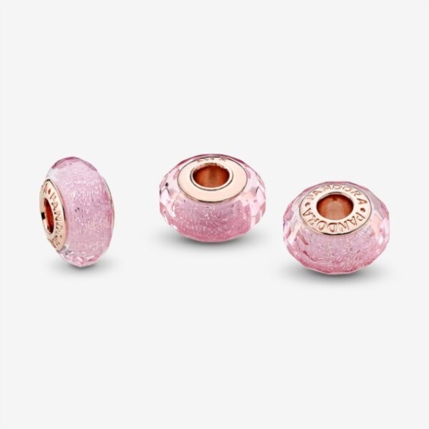 Faceted Pink Murano Glass Charm Pandora