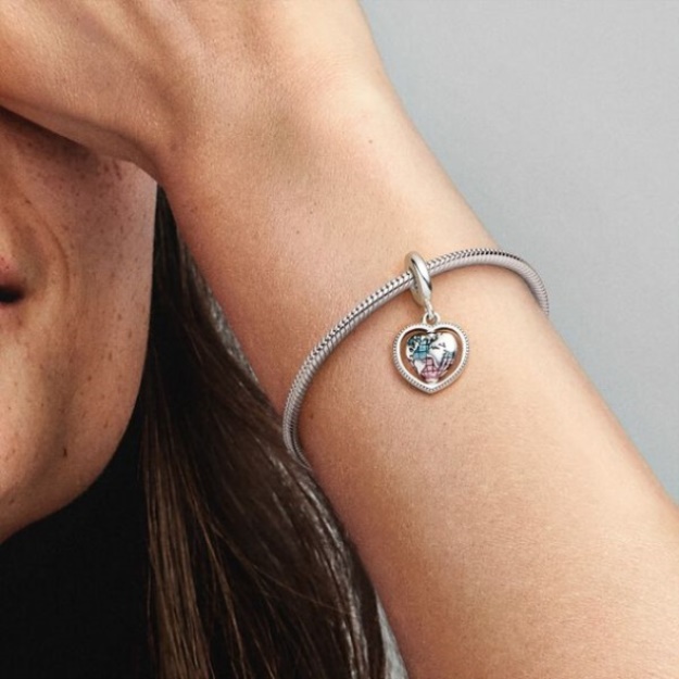 Family Spinning Heart Globe Dangle Charm Pandora