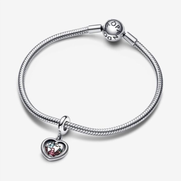 Family Spinning Heart Globe Dangle Charm Pandora