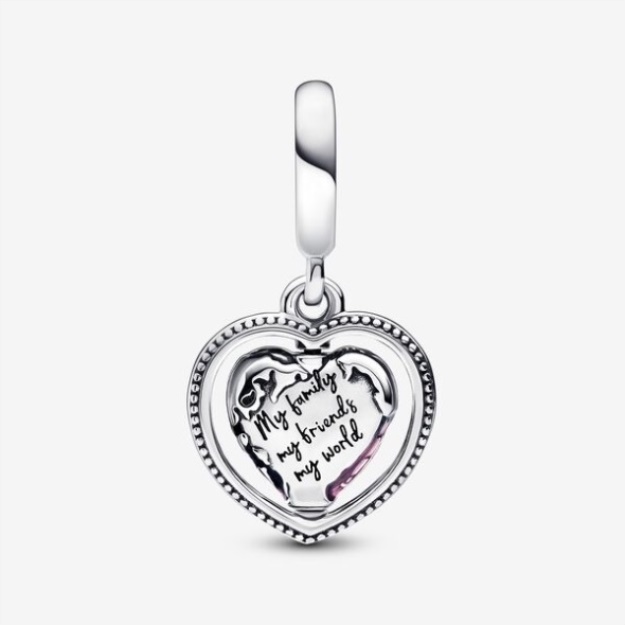 Family Spinning Heart Globe Dangle Charm Pandora