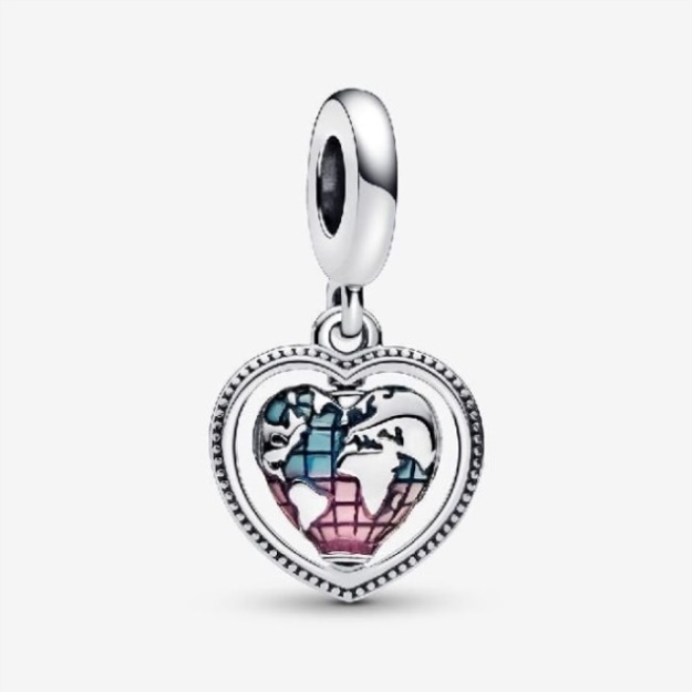 Family Spinning Heart Globe Dangle Charms Pandora