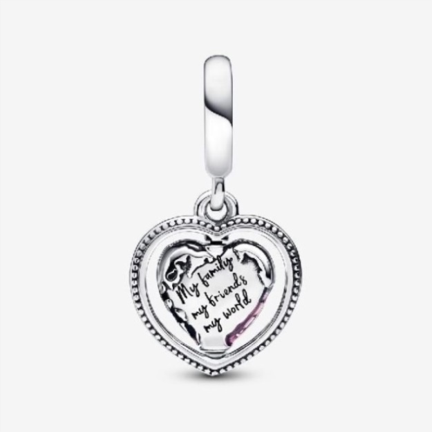 Family Spinning Heart Globe Dangle Charms Pandora