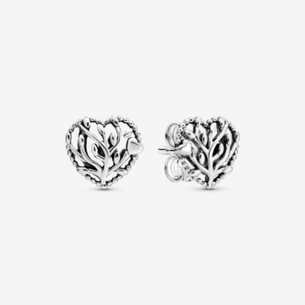 Family Tree Heart Stud Earrings Pandora